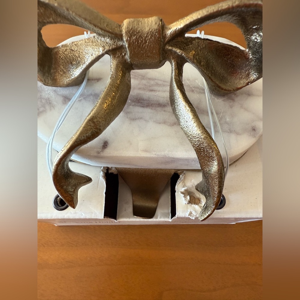 Marble Metal Bow Christmas Stocking Holder Gold Threshold Studio McGee - Picture 3 of 5